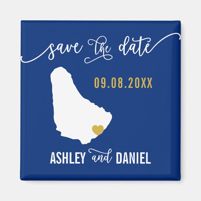 Navy Barbados Wedding Speichern Sie die Datumskart Magnet (Vorne)