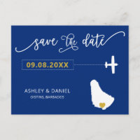 Navy Barbados Wedding Speichern Sie die Datumskart