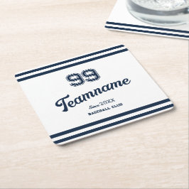 Navy Baseball Club Benutzerdefinierte Player-Numme Rechteckiger Pappuntersetzer