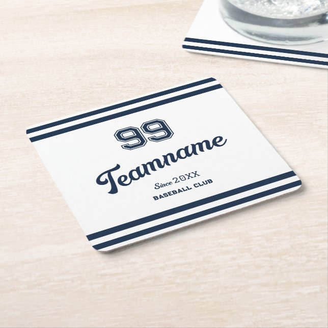 Navy Baseball Club Benutzerdefinierte Player-Numme Rechteckiger Pappuntersetzer (angewinkelt)
