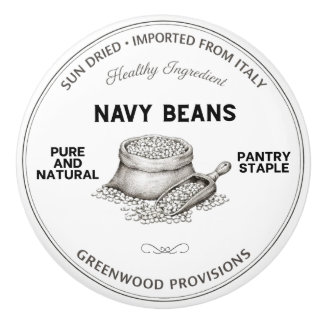 Navy Beans Label Vintage Typography Ceramic Knob Keramikknauf
