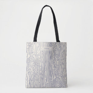 Navy Beige Holz Grain Abstraktes Muster Tasche