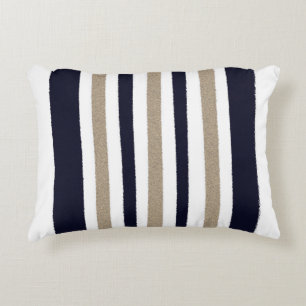 Navy / Beige / Weiß gestreift Dekokissen