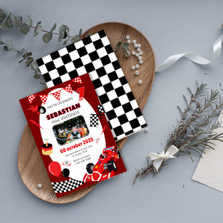 Navy & Black Race Geburtstagsfeier Einladung Custo