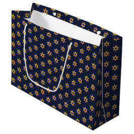 Navy Black und White Hanukkah Golden David Star Große Geschenktüte