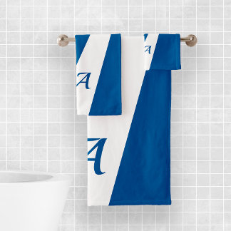 Navy blanc moderne élégant chic monogrammé