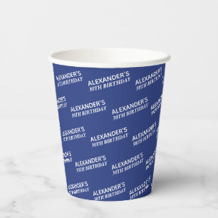 Navy Blau 30. Geburtstagsname  Pappbecher