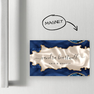 Navy Blau Achat Gold Glitter Elfenbein Luxus Magnetische Visitenkarte