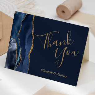 Navy Blau Achat Gold Hochzeit Danke Karte