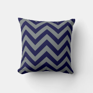 Navy Blau, Anthrazit großes Chevron-Zickzack-Muste Kissen