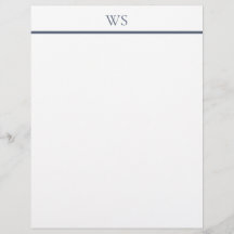 Navy Blau Bar Monogramm Briefkopf Schreibwaren