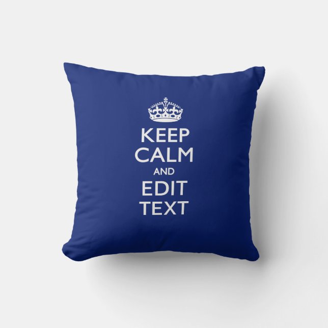 Navy Blau Behielt ruhig und haben Ihren Text Kissen (Vorderseite)