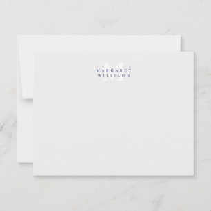 Navy Blau Benutzerdefinierte Monogramm Name Mitteilungskarte