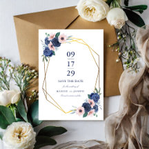 Navy Blau & Blush Blumen Geometrische Hochzeit