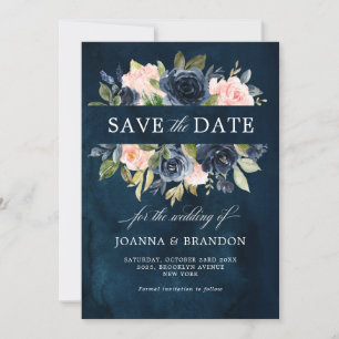 Navy Blau Blush Pink Rose Boho Hochzeit Save The Date