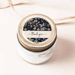 Navy Blau Boho Dankeschön Aufkleber