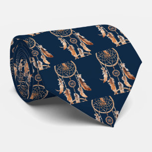 Navy Blau Brauner Traumfänger Native American Krawatte