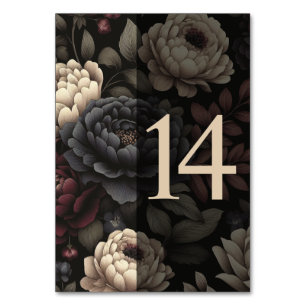 Navy Blau & Burgunder Rot Moody Floral Tisch 14 Tischnummer