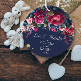 Navy blau burgundy rosa Rosen Hochzeit danke Geschenkanhänger