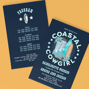 Navy Blau Coastal Cowgirls Junggesellinnenabschied Einladung