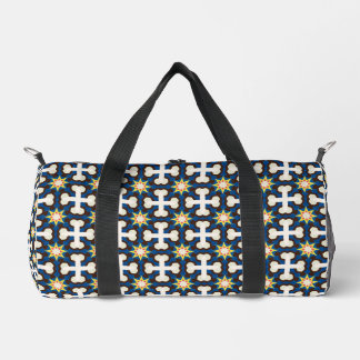 Navy Blau-Creme-Geometrische Sternmuster Duffle Bag