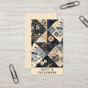 Navy Blau Creme Quilt Patchwork Handmade Kleidung Visitenkarte
