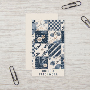 Navy Blau Creme Quilt Patchwork Handmade Kleidung Visitenkarte