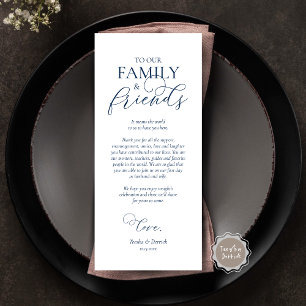 Navy Blau, Dinner Place Einstellung Danke Karte