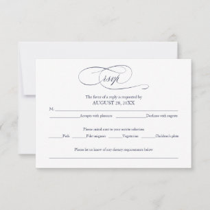 Navy Blau Einfache Elegante Hochzeits-RSVP-Karte RSVP Karte