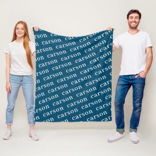 Navy Blau Einfache Personalisierte Wiederholende N Fleecedecke