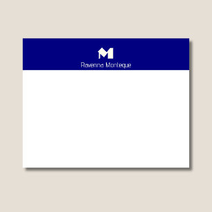 Navy Blau Elegantes Personalisiertes Namensmonogra Mitteilungskarte