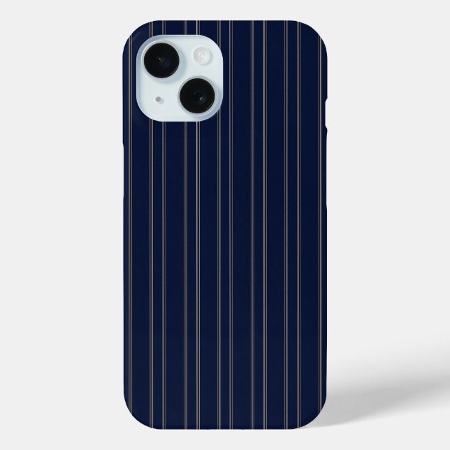 Navy Blau Elfenbein Gold Pinstripes Case-Mate iPhone Hülle (Rückseite)