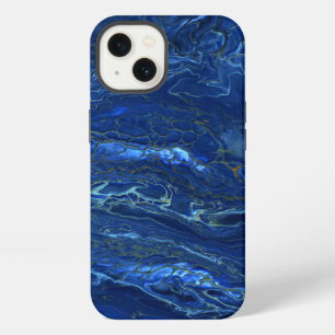Navy Blau & Faux Gold Marmor Acryl Abstraktion iPhone Hülle