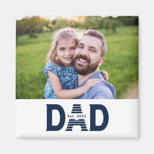Navy Blau Fester Vater Etabliertes Foto Magnet