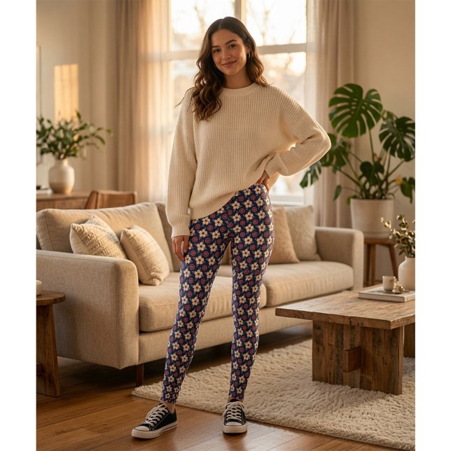 Navy Blau Floral  Leggings (Von Creator hochgeladen)