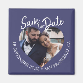 Navy Blau Foto Moderne Schrift Save-the-Date Magnet