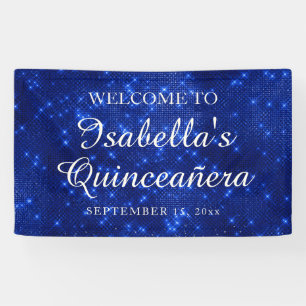 Navy Blau Funkelnde Quinceañera Willkommensname Banner
