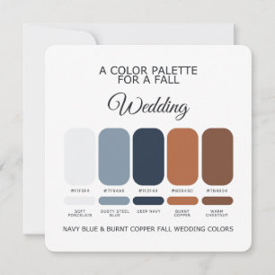 Navy Blau Gebranntes Kupfer Herbst Hochzeit Farbpa Einladung