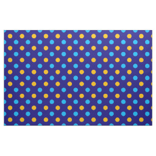 Navy Blau Gelb Cyan Punkte Design  Stoff