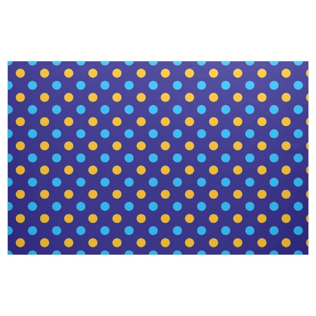 Navy Blau Gelb Cyan Punkte Design  Stoff (Fat Quarter (45,7 x 55,9 cm))