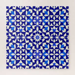 Navy-Blau geometrisches Blumenmuster