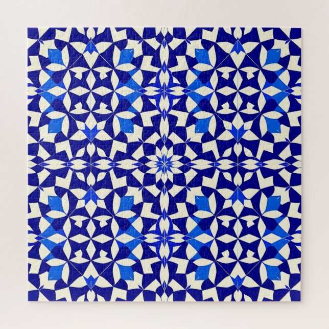 Navy-Blau geometrisches Blumenmuster (Vertikal)