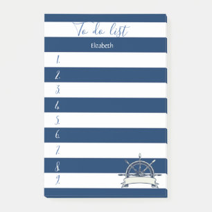 Navy Blau gestreift, Segelboot-Rad To-Do-Liste Post-it Klebezettel