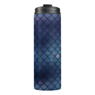 Navy Blau Glitzer Meerjungfrau Schuppen Muster Thermosbecher
