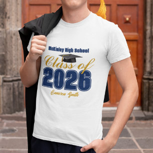 Navy Blau Gold Abschlussjahrgang 2026 Individuelle T-Shirt