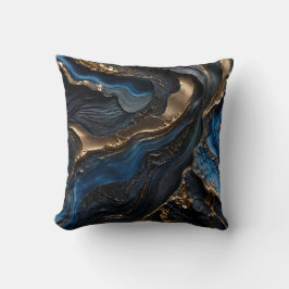 Navy Blau Gold Abstrakt Dunkel Luxus Marmor Gesche Kissen