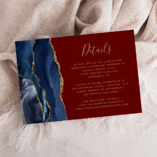 Navy Blau Gold Achat Burgund Hochzeitsdetails Begleitkarte