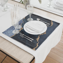 Navy Blau Gold Achat Geode