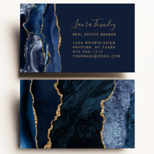 Navy Blau Gold Achat Immobilien Visitenkarte
