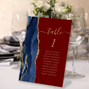 Navy Blau Gold Achat Schrift Burgunder Hochzeitsti Sockelschild